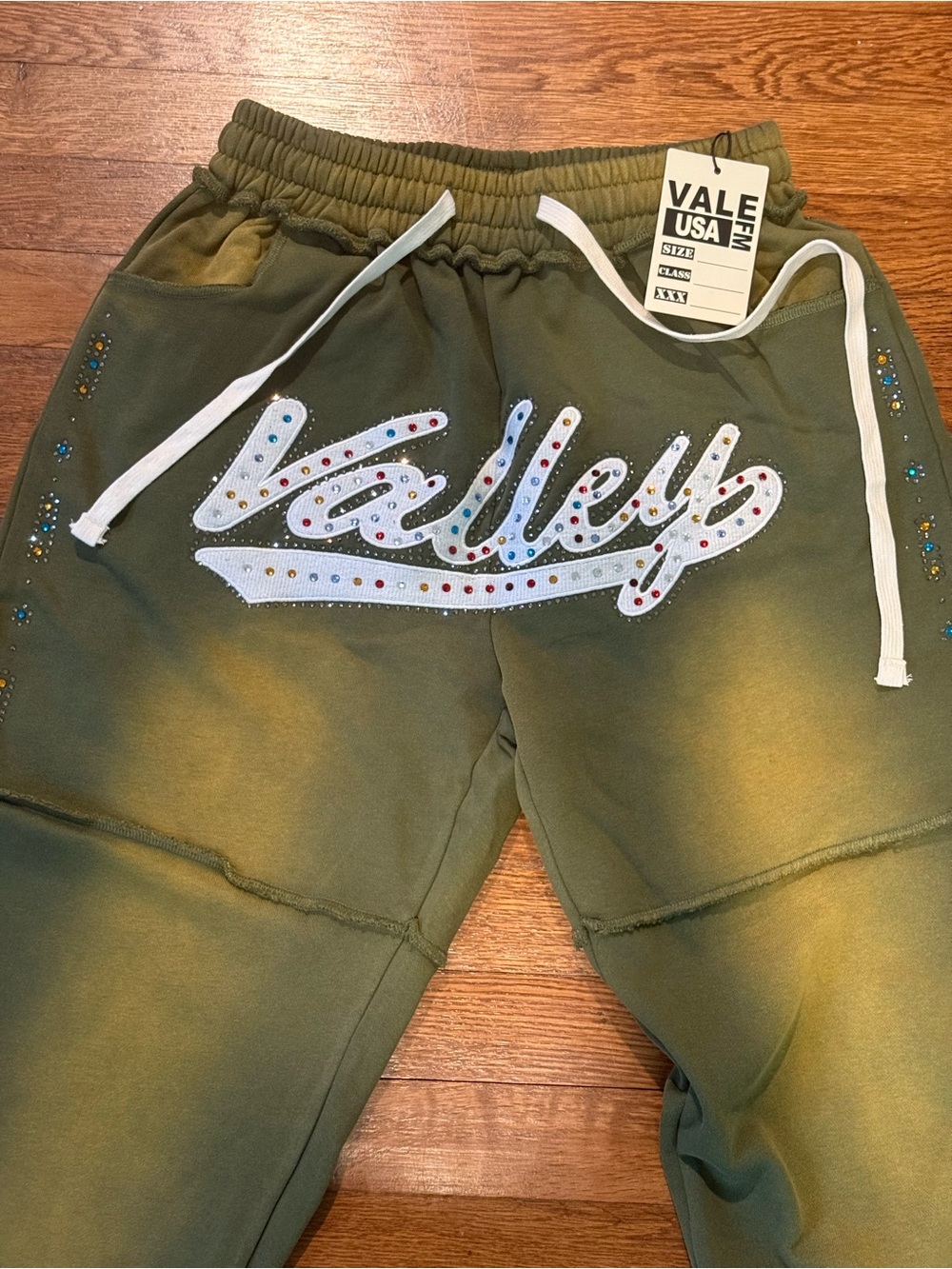VALEM USA Olive Green Embellished Men's Joggers